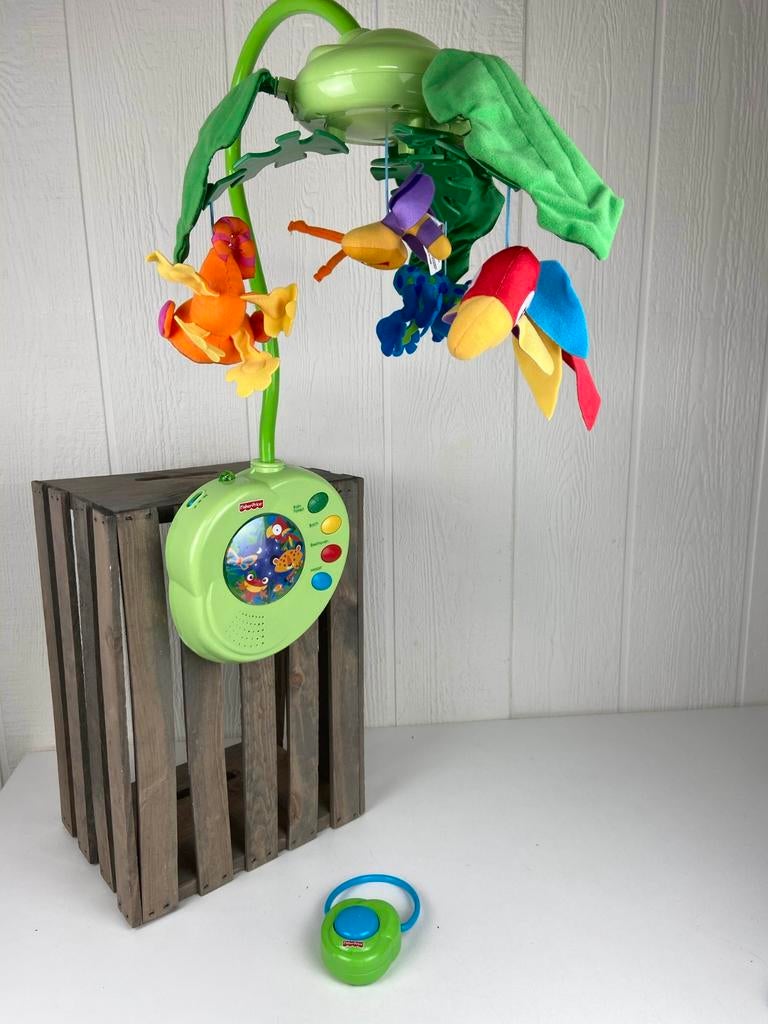 Fisher-Price Rainforest Muziekmobiel met Afstandsbediening, Ophalen of Verzenden, Zo goed als nieuw, Mobiel, Met geluid
