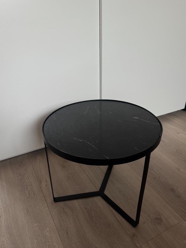 Zwarte salontafel, Huis en Inrichting, Ophalen, Minder dan 55 cm, Gebruikt, Rond