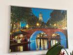 Utrecht schilderij met Gracht en Domtoren, Ophalen, Met lijst, Rechthoekig Liggend, Zo goed als nieuw