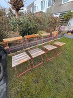 Set van 4 Gietijzeren Franse Bistro Tuinstoelen, Ophalen, Gebruikt, Metaal, Inklapbaar