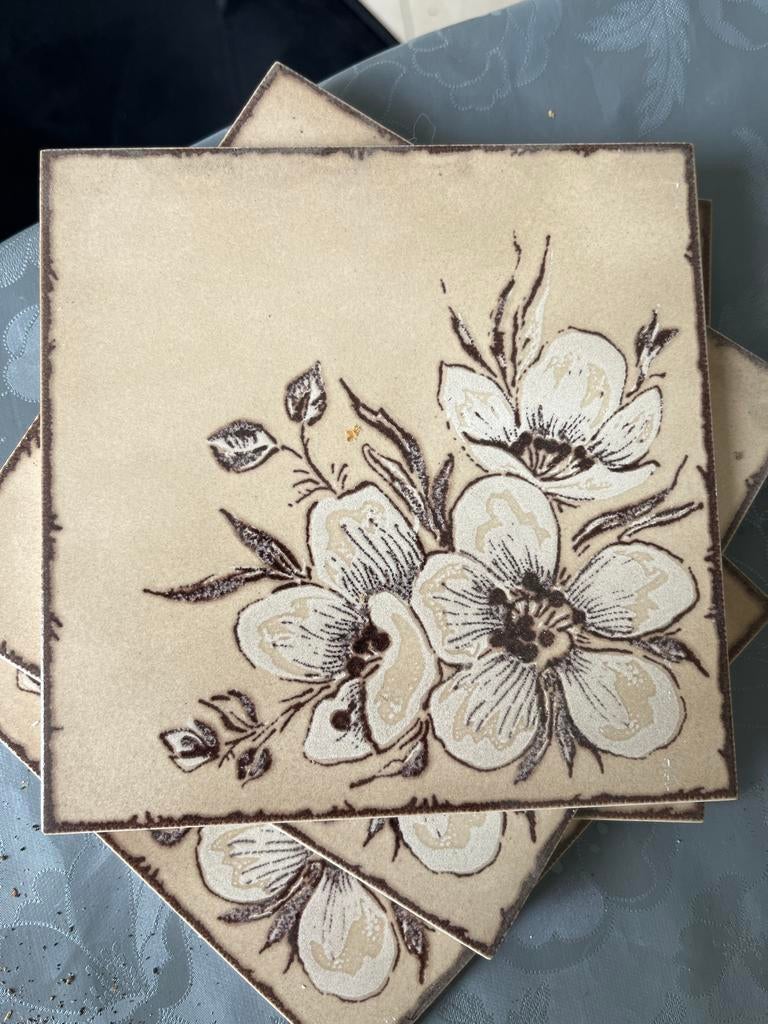 5 ongebruikte tegels met bloemmotief, Made in Italy, Ophalen of Verzenden