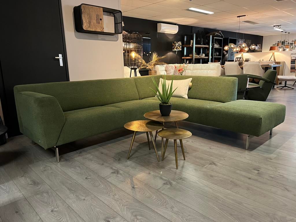 Rolf Benz Linea stof Boucle groen, 250 tot 300 cm, Hoekbank, 75 tot 100 cm, Ophalen of Verzenden