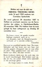 Kroes Hermina Theodora Dalfsen 1887-1968 Raalte, Ophalen of Verzenden