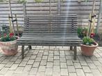 Antieke tuinbank met gietijzer onderstel, Tuin en Terras, Tuinbanken, Ophalen, Gebruikt, Overige materialen
