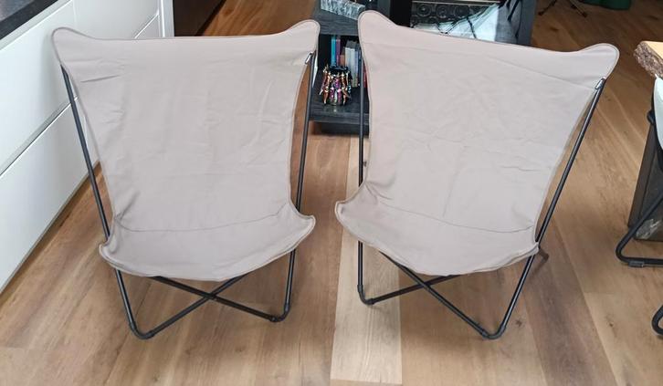 Nieuwstaat! 2 x Lafuma Pop Up XL Vlinderstoel, Caravans en Kamperen, Kampeermeubelen, Zo goed als nieuw, Campingstoel, Ophalen