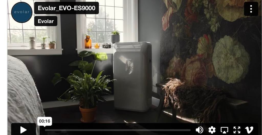 Evolar EVO-ES9000 Airco zonder afvoerslang, Witgoed en Apparatuur, Airco's, Ophalen, Minder dan 60 m³, Refurbished, 3 snelheden of meer