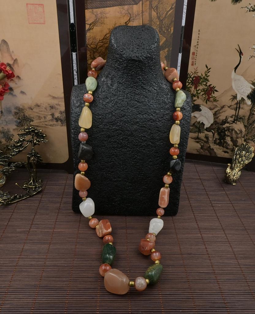Multi Natuurlijk stenen Ketting  • Jaren 70 80 - AL.P06.D1/7, Sieraden, Tassen en Uiterlijk, Antieke sieraden, Verzenden, Overige materialen