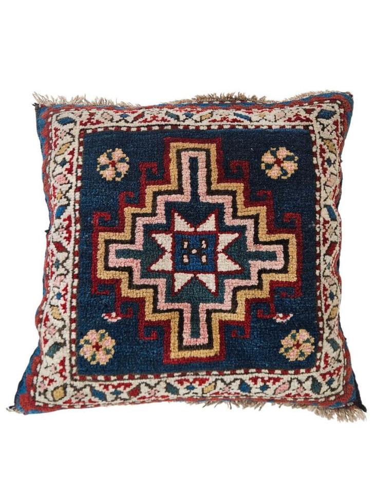 Handgeknoopt oosters wol Star kussen square 52x52cm, Huis en Inrichting, Woonaccessoires | Kussens, Zo goed als nieuw, Overige kleuren