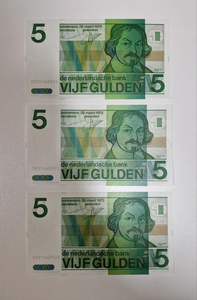 5 Gulden Biljetten | 1973 | UNC, Postzegels en Munten, Bankbiljetten | Nederland, Verzenden, 5 gulden