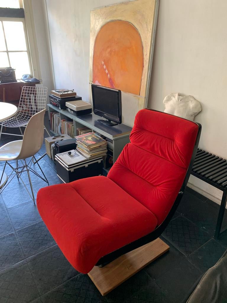 Super de Luxe Design Lounge chair Concorde Rood, Gebruikt, 100 tot 125 cm, Ophalen of Verzenden, 75 tot 100 cm