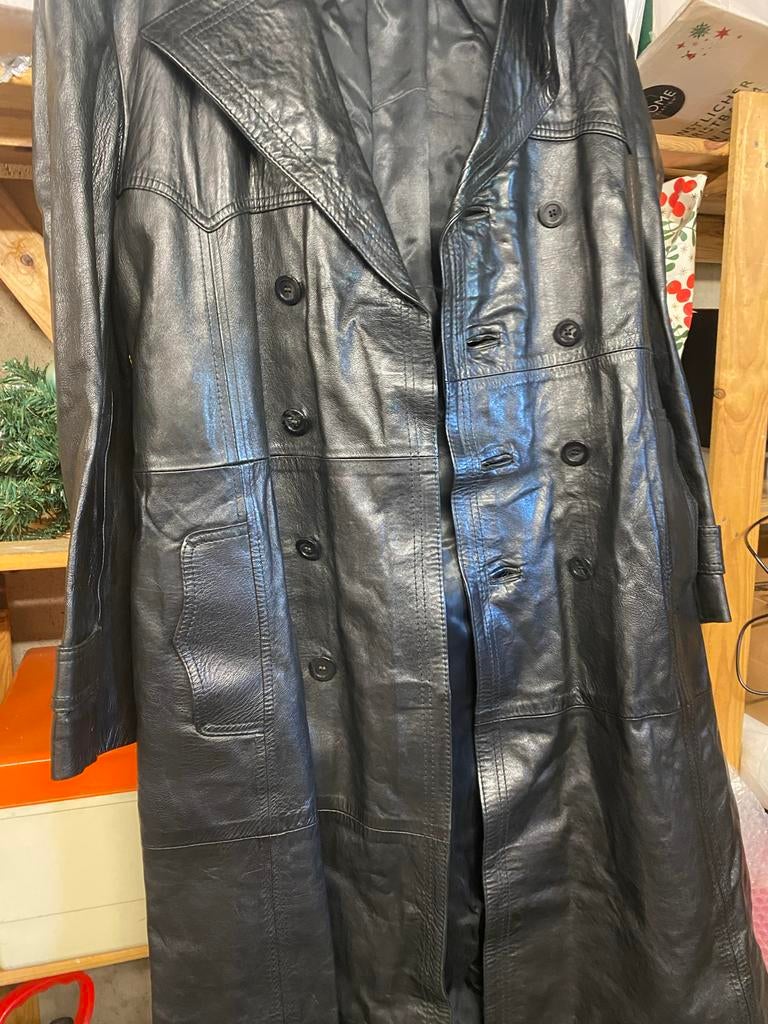 Lange Leren Jas - Stijlvol en Tijdloos, Kleding | Dames, Jassen | Winter, Ophalen, Gedragen, Maat 38/40 (M), Zwart