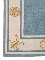 Vintage oriental wool carpet Symbols border 71x137cm, Crème, 100 tot 150 cm, Zo goed als nieuw, Klassiek, Oosters, Oriental