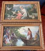 2 Vintage christelijke religieuze schilderijen, Ophalen of Verzenden