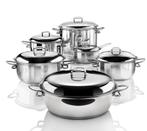 Complete Pannenset Serafinozani karen- RVS - Nieuwstaat, Pannenset, Ophalen of Verzenden, Zo goed als nieuw, Rvs