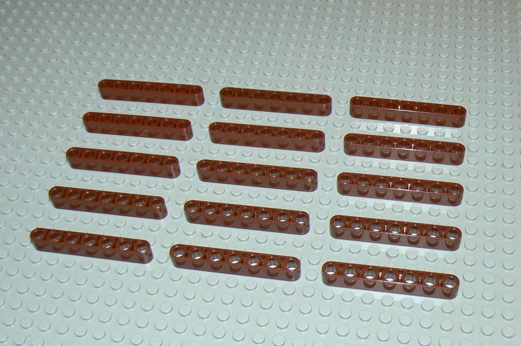 L985 Technic 1x7 liftarm roodbruin 15 st., Lego, Nieuw, Ophalen of Verzenden, Technic