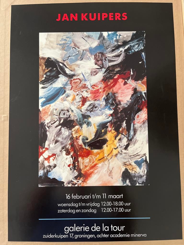 Jan Kuipers Expositie Poster - Galerie de la Tour, Ophalen of Verzenden, A1 t/m A3, Overige onderwerpen, Rechthoekig Staand