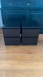 Set van 2 zwarte nachtkastjes, Huis en Inrichting, Slaapkamer | Nachtkastjes, Ophalen, Minder dan 45 cm, 55 tot 70 cm, Zo goed als nieuw