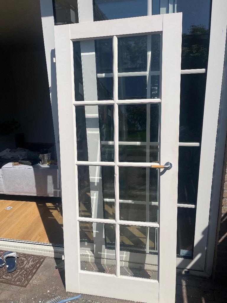 Deur voor binnen met glas, heeft wat liefde nodig - gratis, Ophalen, Gebruikt, 80 tot 100 cm, Binnendeur