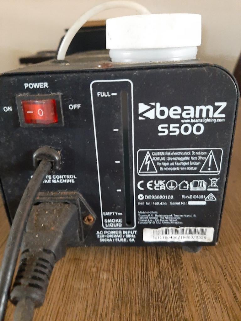 BeamZ S500 Rookmachine - Compact en Krachtig, Ophalen of Verzenden, Gebruikt, Rookmachine