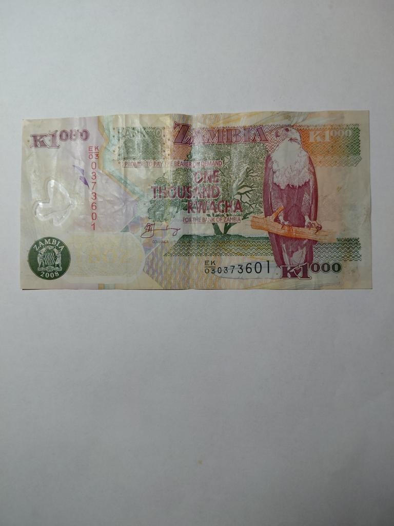 Zambia 1000 kwacha, Postzegels en Munten, Bankbiljetten | Afrika, Ophalen of Verzenden, Zambia