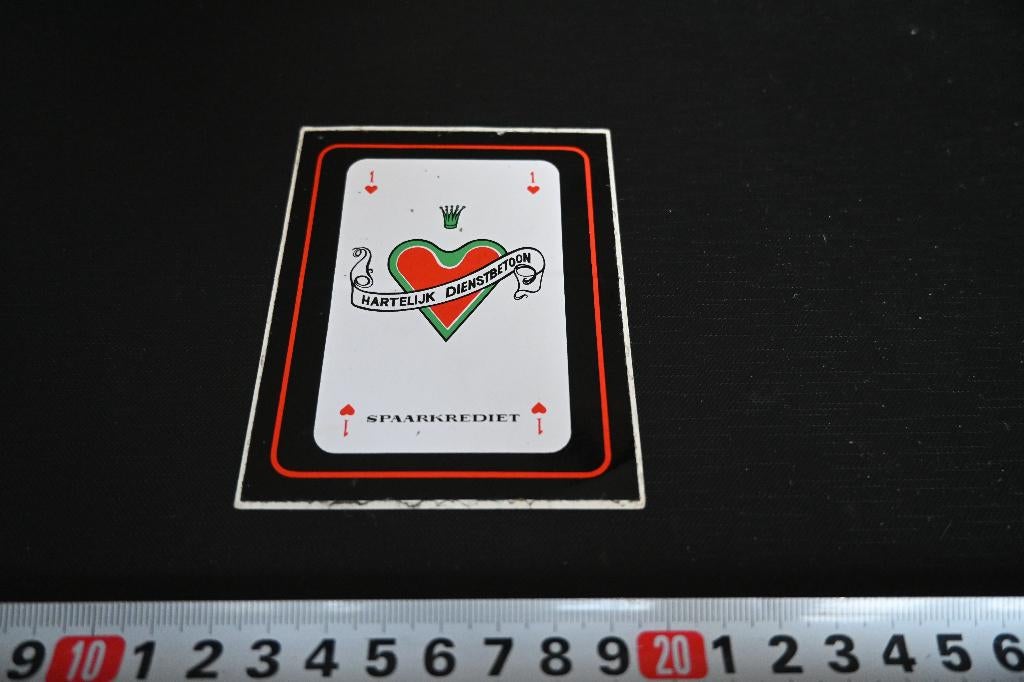 sticker Hartelijk Dienstbetoon Spaarkrediet  speelkaart aas, Ophalen, Zo goed als nieuw