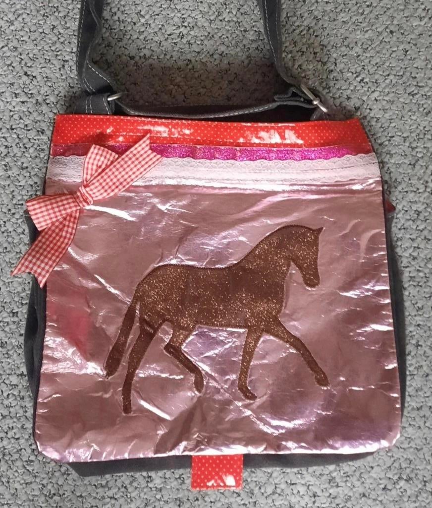 Leuke schoudertas met paardenprint, Ophalen of Verzenden, Gebruikt, Zwart, Overige merken