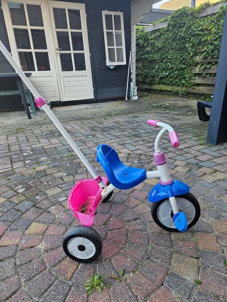Kinder driewieler met duwstang - roze/blauw, Ophalen, Gebruikt, Overige merken, Duwstang