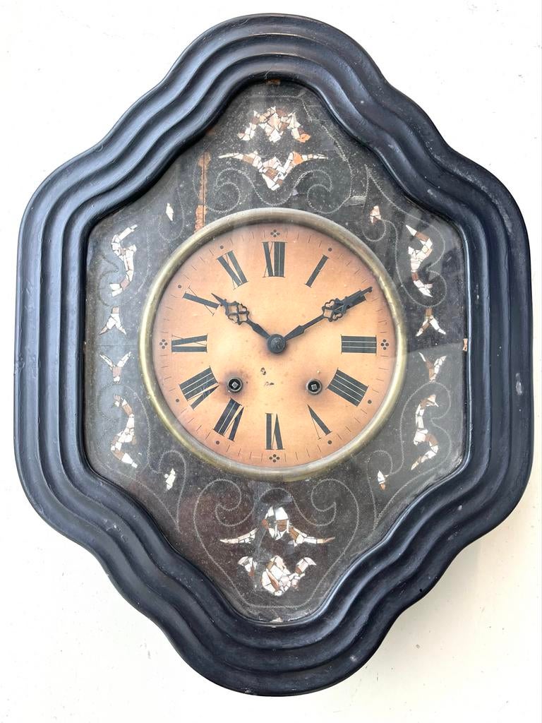 Antieke Oeil de Boeuf Wandklok - 19e Eeuw met Parelmoer, Ophalen of Verzenden