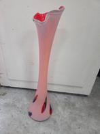 Hoge vintage glazen vaas met gekleurde spikkels, Ophalen of Verzenden