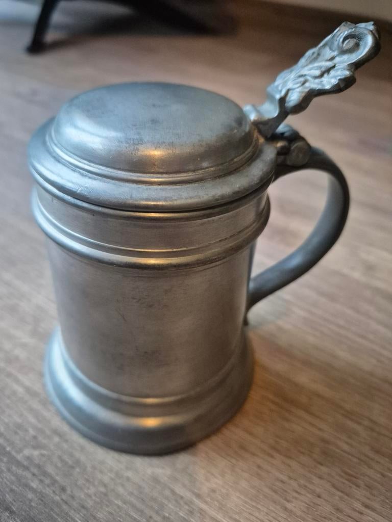 Antieke Tinnen Pot met Deksel, Ophalen of Verzenden