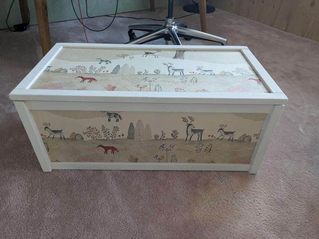 Decoratieve Opbergkist met Bosdierenprint, Ophalen, Gebruikt, 50 tot 100 cm, Minder dan 50 cm