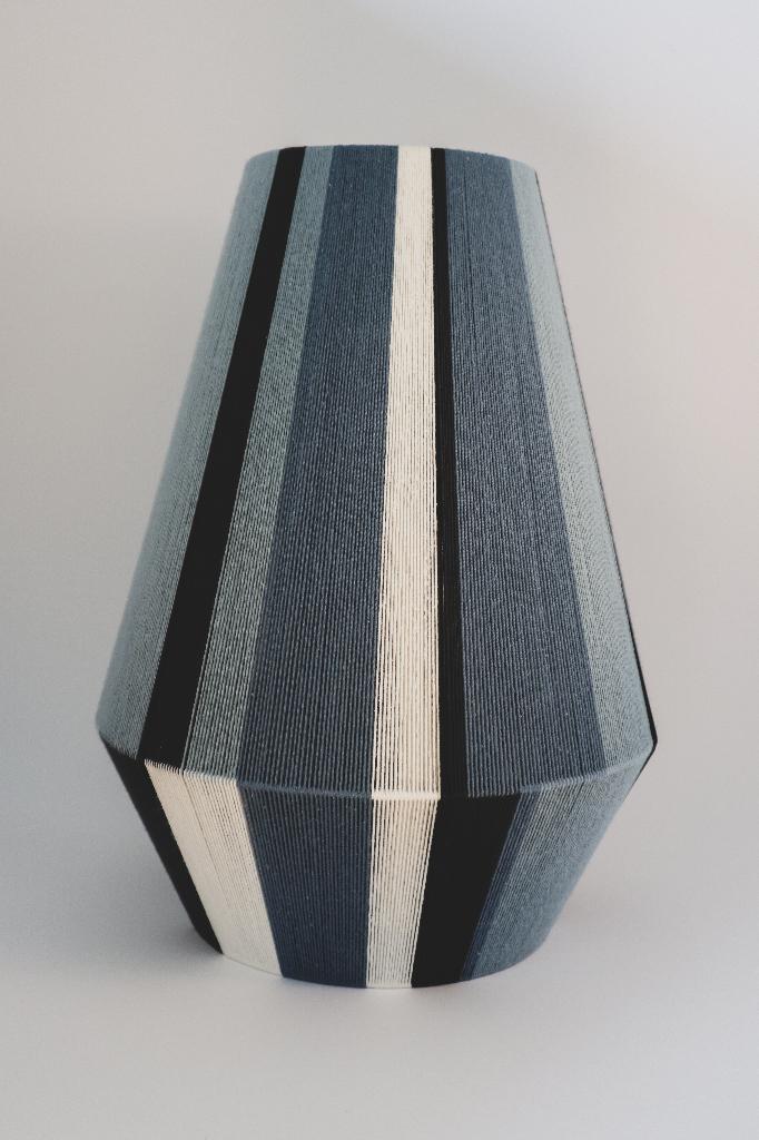 Handgeweven bonbon lamp biologisch GOTS katoen (40 cm), 25 tot 50 cm, Blauw, Rond, Nieuw