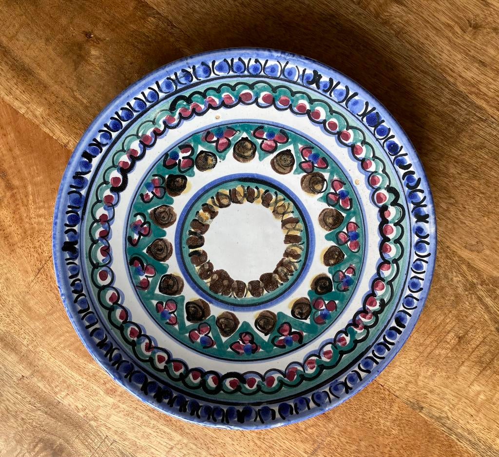 DOK, De Olde Kruyk, kleurig antiek bord, 25 cm., Antiek en Kunst, Ophalen of Verzenden