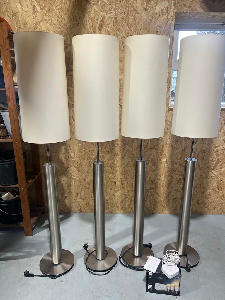 4x Bankamp staande rvs lampen met Philips Hue, Ophalen, Gebruikt, Metaal, 150 tot 200 cm