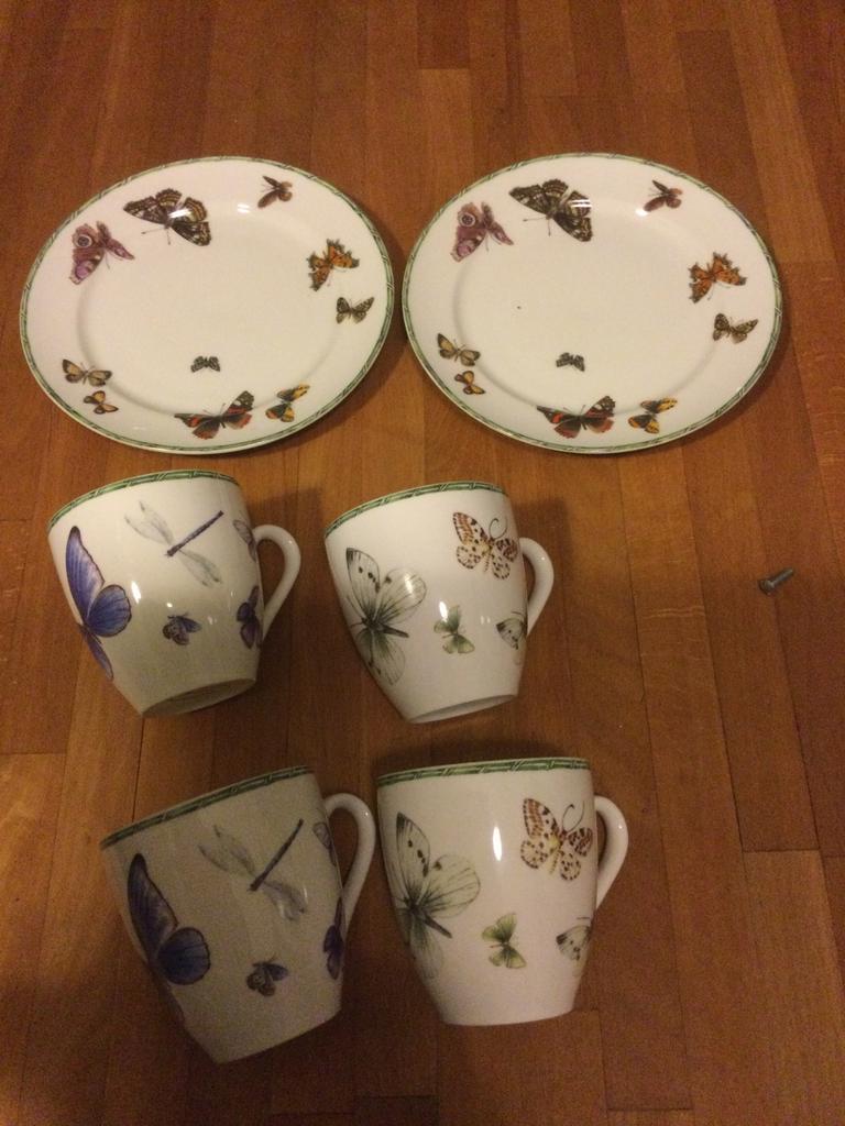 Janneke Brinkman vlinder servies, Ophalen, Zo goed als nieuw, Overige stijlen, Kop(pen) en/of Schotel(s)
