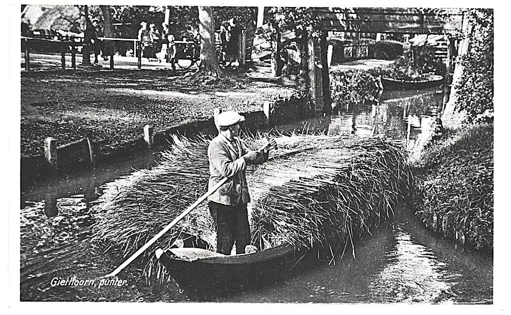 950758 Giethoorn Punter Riet Nette oude kaart onbeschreven, Ophalen of Verzenden, 1940 tot 1960, Ongelopen, Overijssel