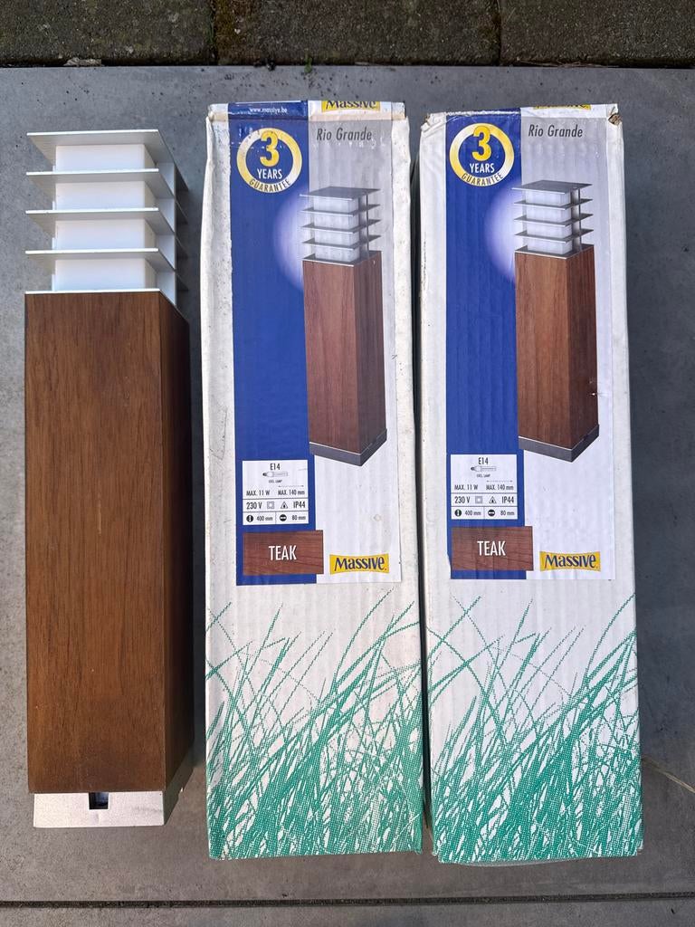 Massive Rio Grande buitenlampen teak 3 stuks, Ophalen, Minder dan 50 watt, Staande lamp, Waterbestendig