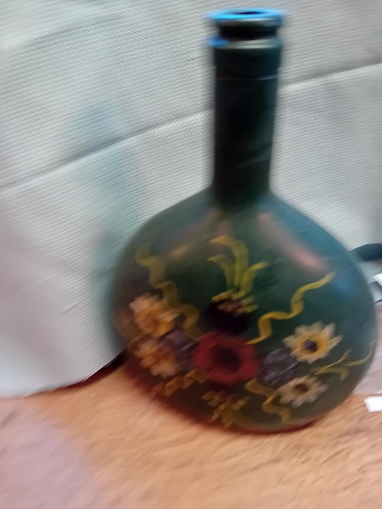 Glazen hindelooper beschilderde vaas., Ophalen of Verzenden, Overige kleuren, Glas, Minder dan 50 cm