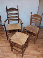 Houten stoelen en krukje met riet, Antiek en Kunst, Ophalen