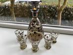Decanteer karaf met 5 glaasjes zilver overlay oud, Ophalen of Verzenden