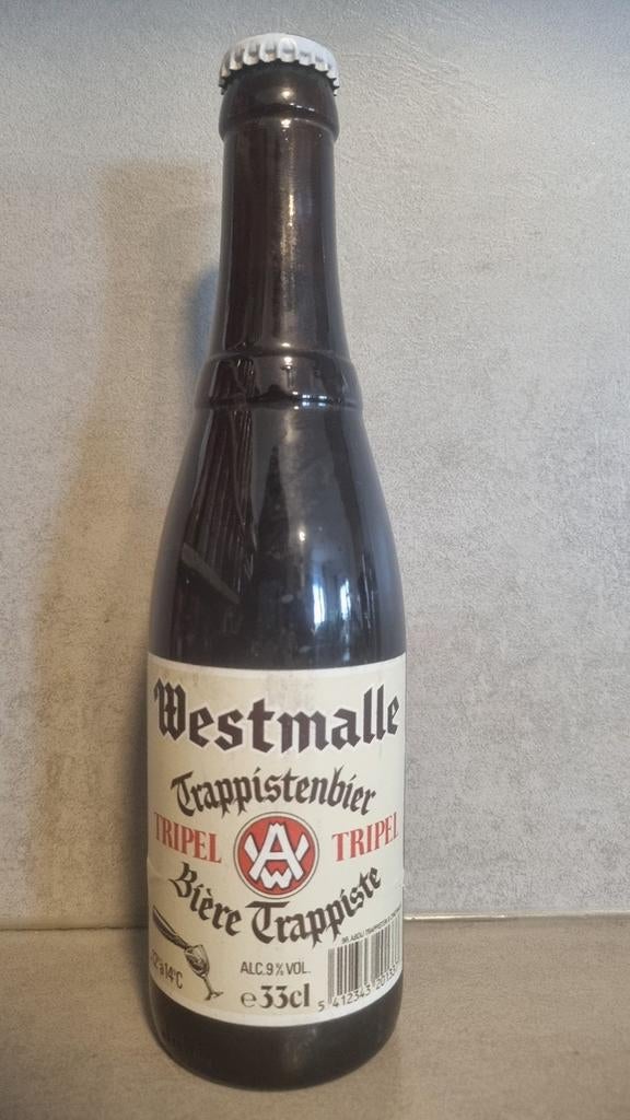 Westmalle Tripel - 33cl - geen tht, jaren '90, Verzamelen, Biermerken, Ophalen of Verzenden, Zo goed als nieuw, Flesje(s), Overige merken