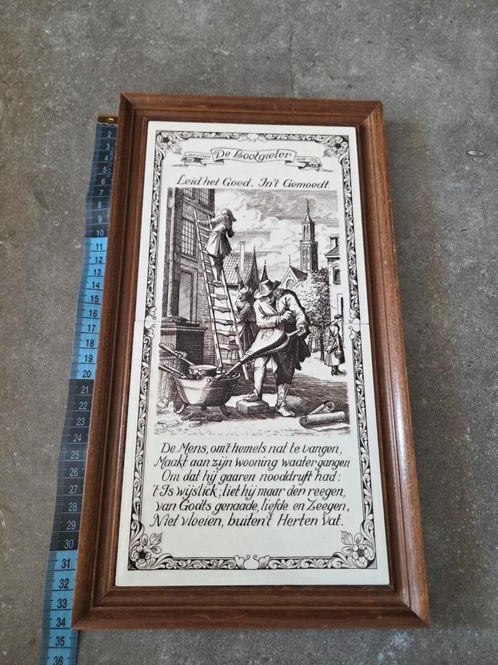 De Loodgieter oude spreuk tegeltableau vintage Jan Luyken, Antiek en Kunst, Antiek | Wandborden en Tegels, Ophalen of Verzenden