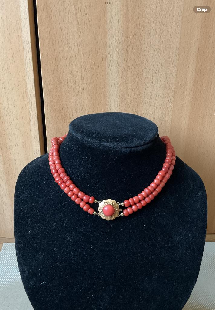 antiek Bloedkoraal ketting, Ophalen of Verzenden, Goud, Ketting