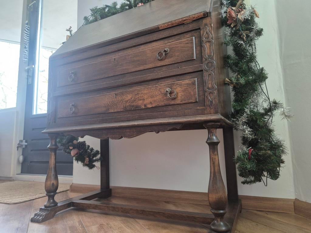 Antieke uitklapbare bureaukast / secretaire, goede staat, Ophalen