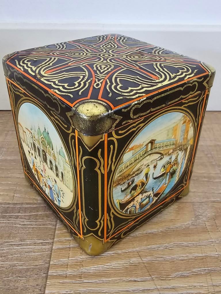 Antiek Art Deco vierkant blik Van Houten & Zn Weesp €9,50, Verzamelen, Blikken, Ophalen of Verzenden, Gebruikt, Overige