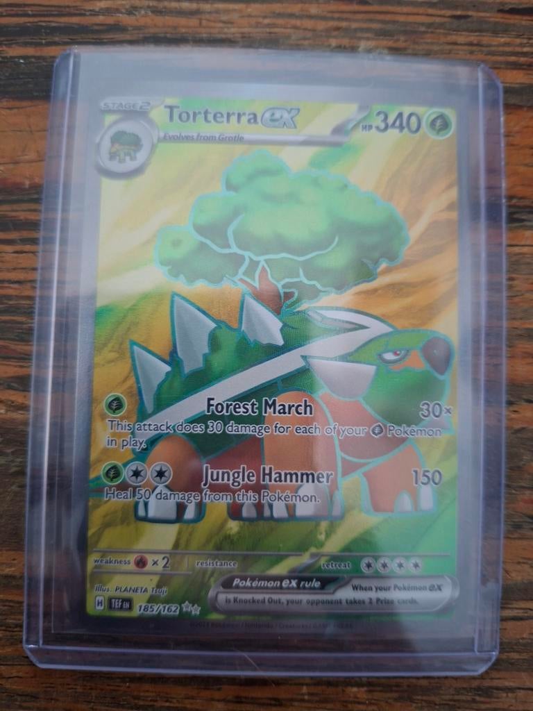 Torterra EX Pokemon Kaart 185/162 journey together, Ophalen of Verzenden, Zo goed als nieuw, Losse kaart, Foil