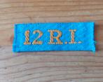 Naamlint 12 Regiment Infanterie, Ophalen of Verzenden, Landmacht, Nederland, Embleem of Badge