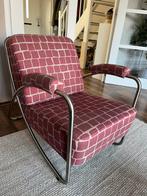 Vis Nestor Dyker Fauteuil - Chroom & Cobblestones Stof, Ophalen, Gebruikt, Metaal, 50 tot 75 cm