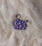 Elegante Zwaan Broche met Paarse Kristallen, Overige materialen, 4 tot 7 cm, Paars, Nieuw