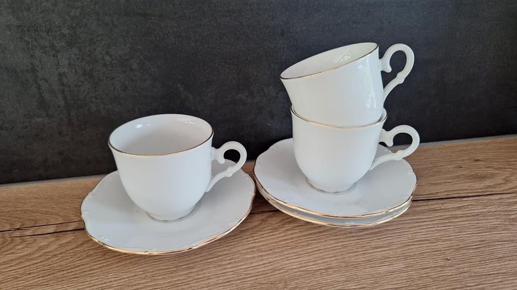 Tsjechisch porseleinen koffie/theeservies - set van 3, Ophalen of Verzenden